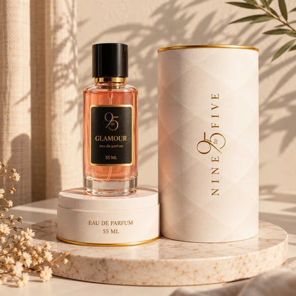 Nine to Five Glamour Eau de Parfum 55ml perfume bottle with black and gold packaging