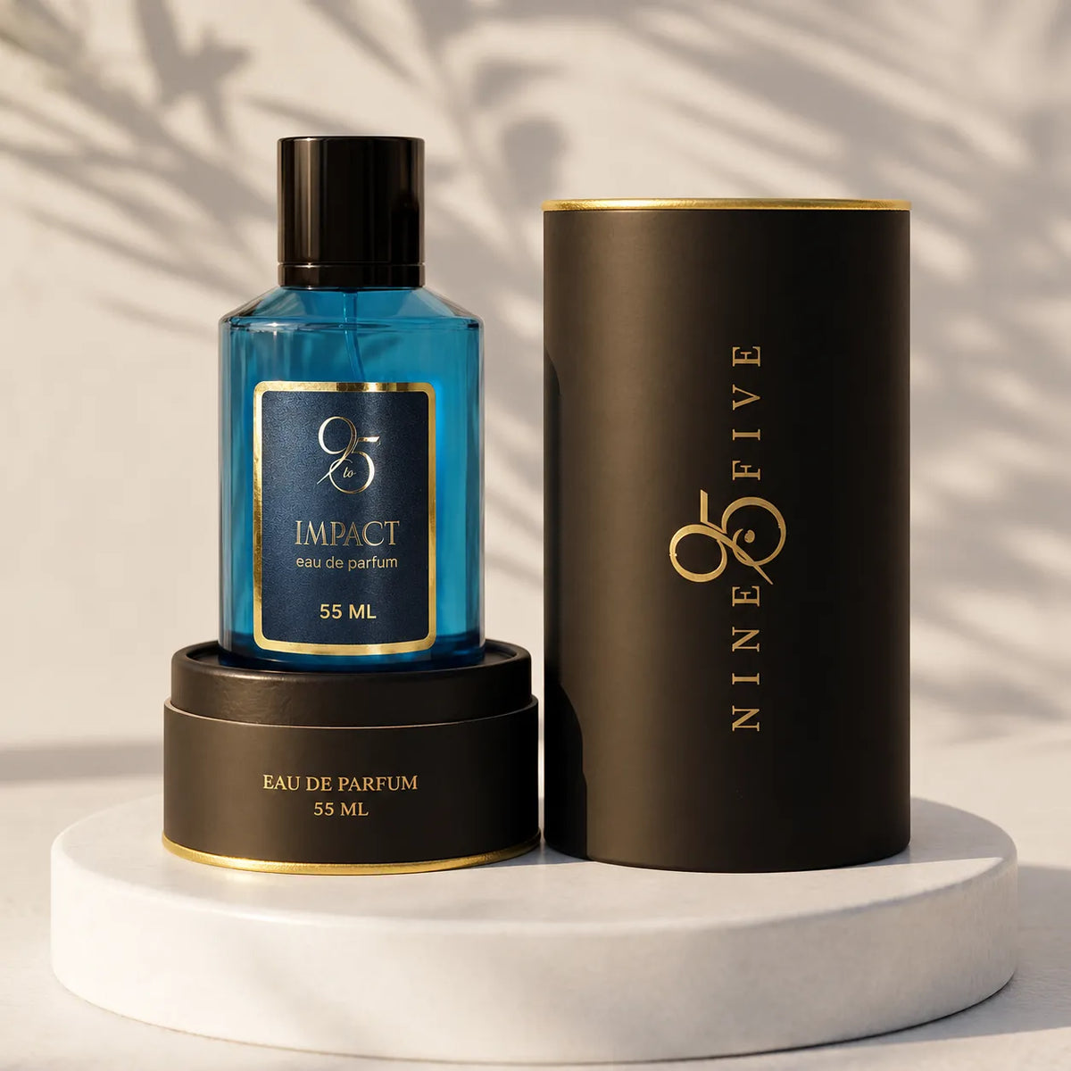 Nine to Five Impact Eau de Parfum 55ml perfume bottle with black and gold packaging